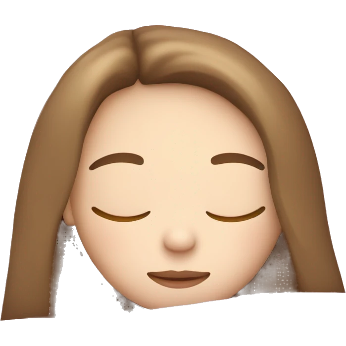 Light brunette straight hair, pale skin, blue eyed girl sleeping with pink pillows  emoji