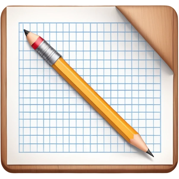 A pencil is placed over a sheet of paper grid, representing the sketching  emoji
