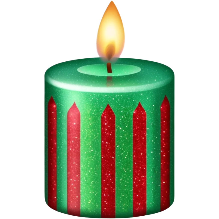 Red and green striped glitter candle  emoji