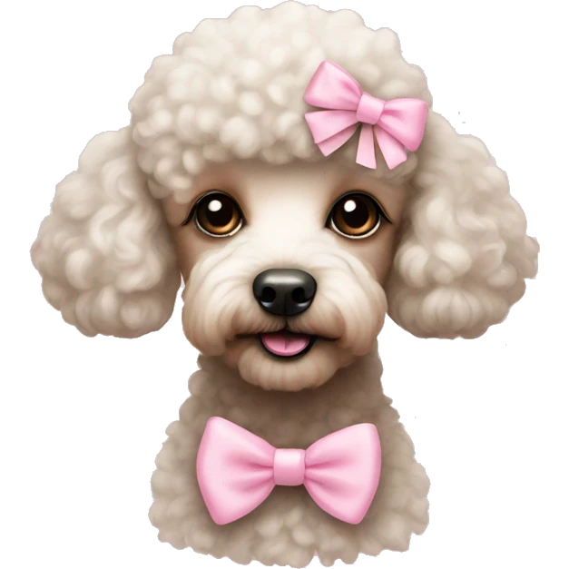 Poodle with baby pink bow emoji