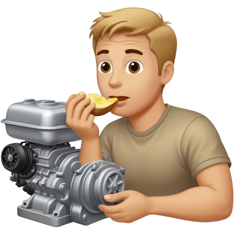 White guy, eating potatoes, and eating car engines emoji