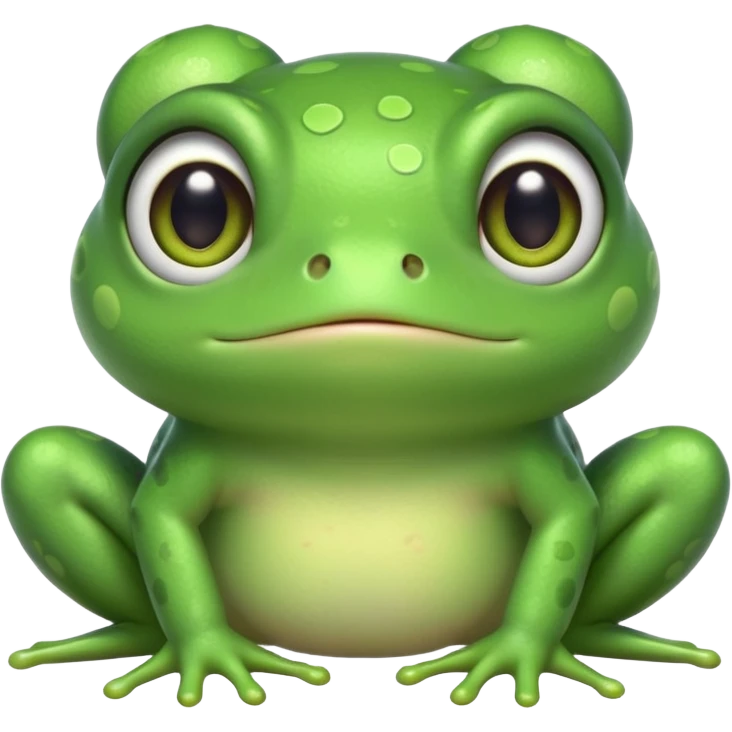 simple kawaii frog whole body, very simple dot eyes, vey big pupils emoji