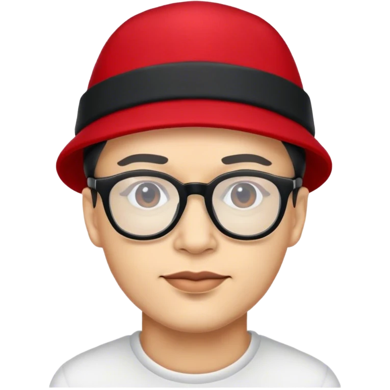 CARA DE HOMBRE CON GORRO ROJO Y LENTES NEGROS  emoji