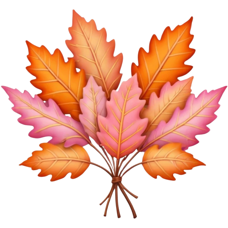 pastel autumn leaf bouquet pink orange emoji