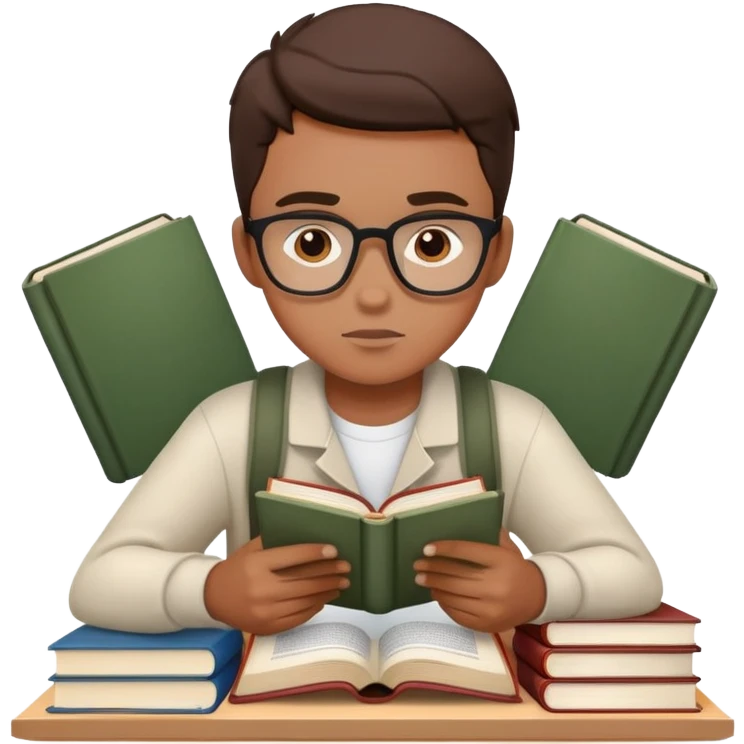 student with books studying emoji