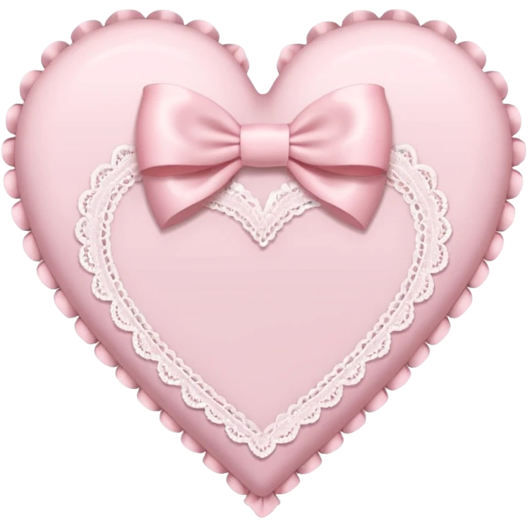 rococo Pastel pink heart with white bow with lace and frills emoji