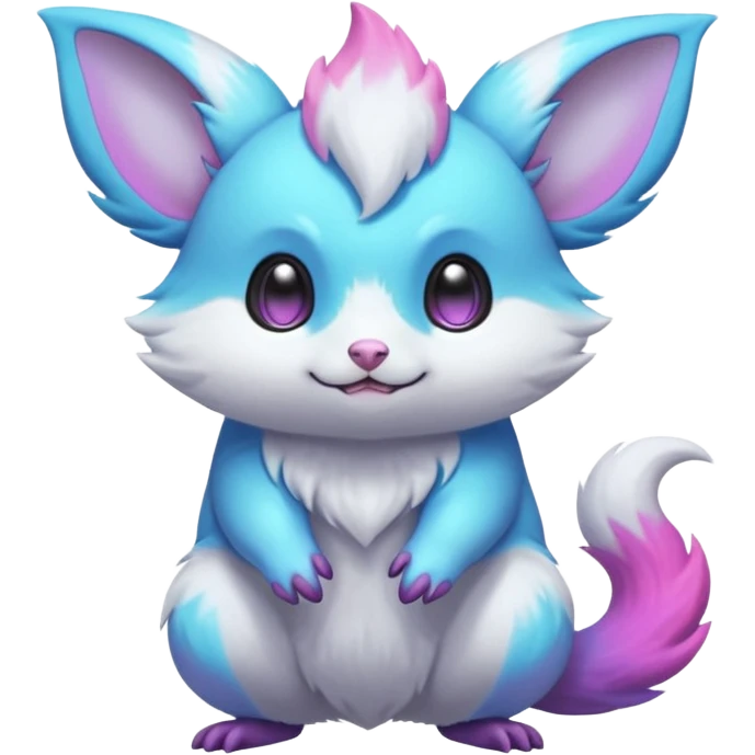  Shiny iridescent neon vibrant bioluminescent colorful pastel flourishing flurry fuzzy Absol-Minccino-Furret-Zangoose-Chinchilla-fusion-animal-Fakémon-hybrid-creature  emoji