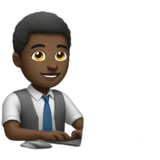 Black man working with his pc emoji