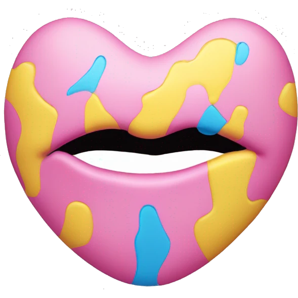 Kiss mark with pink yellow and blue colors emoji