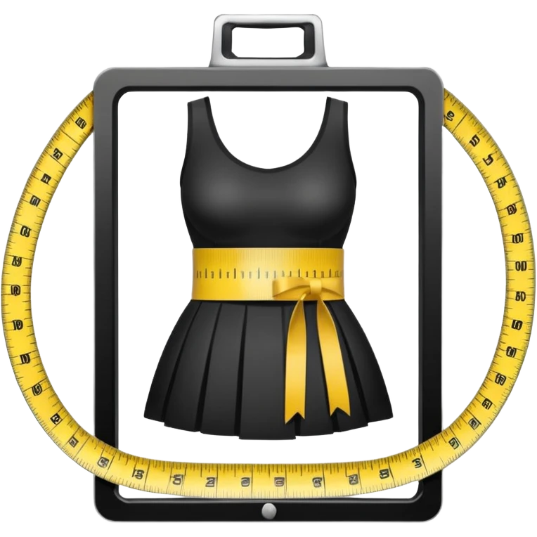 A beautiful press, with a measuring tape forming a loop around the waist, clear lines, easy to identify, without text emoji