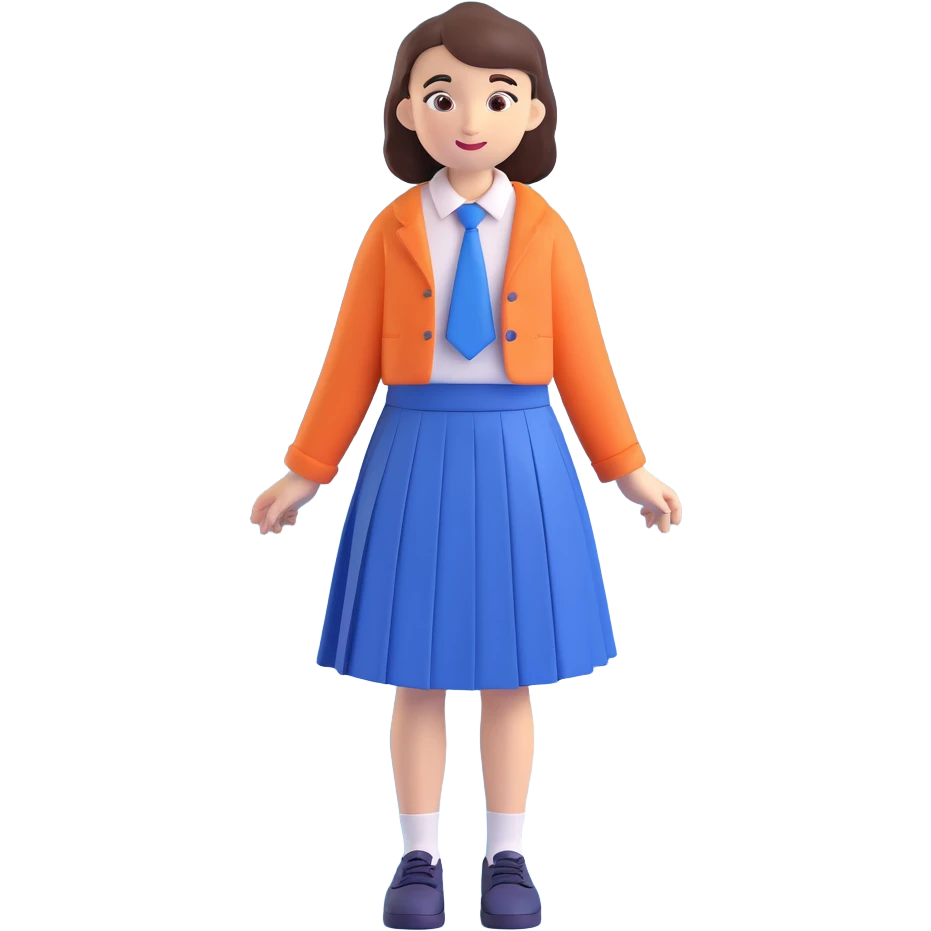 blue school skirt rolled up higher, playful and empowering, school spirit, no text emoji