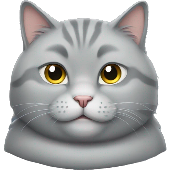 Fat grey cat cute emoji