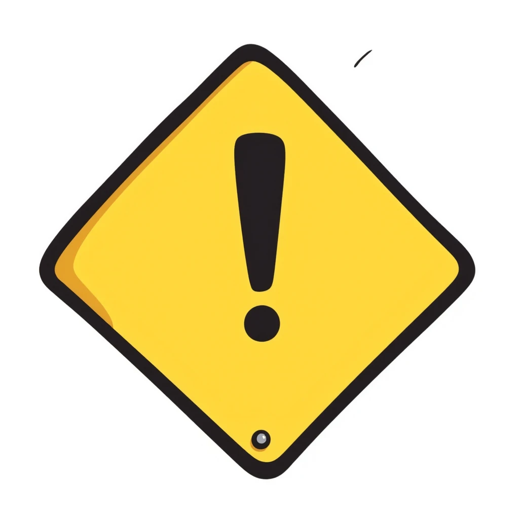 A creative warning sign with attention-grabbing zigzag border and a big exclamation mark in the center. Yellow, black, and red colors. Hand-drawn doodle style with vibrant coloring. emoji