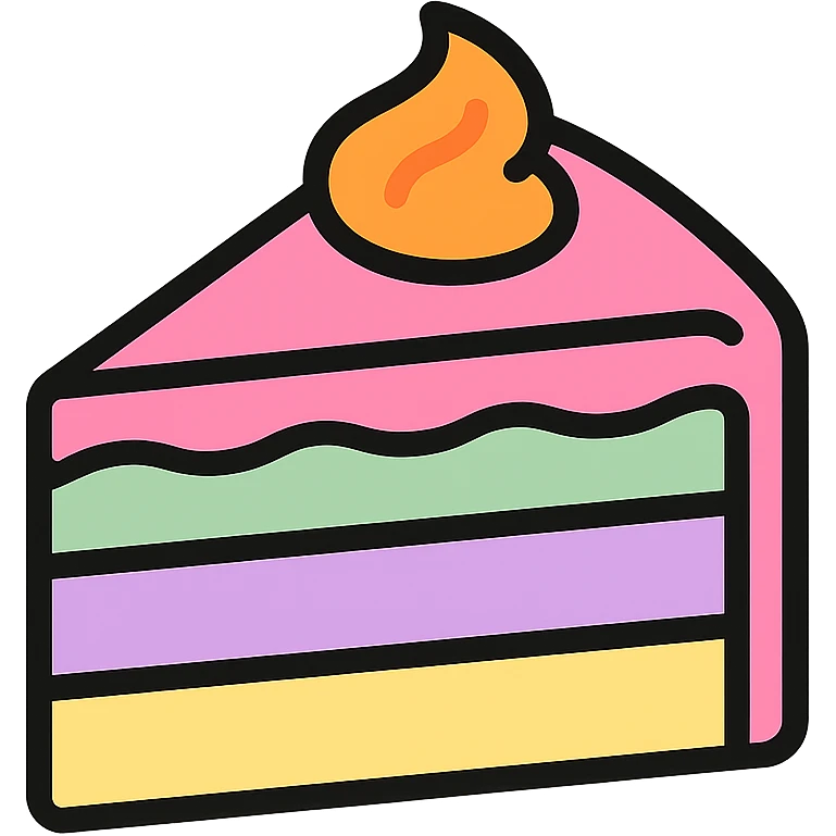 slice of pastel cake with layers, icon style emoji