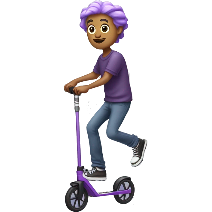 Purple haired white  man riding pogo stick  emoji