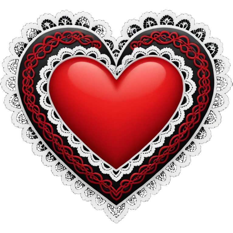 red and black heart with white lace, more black than red emoji