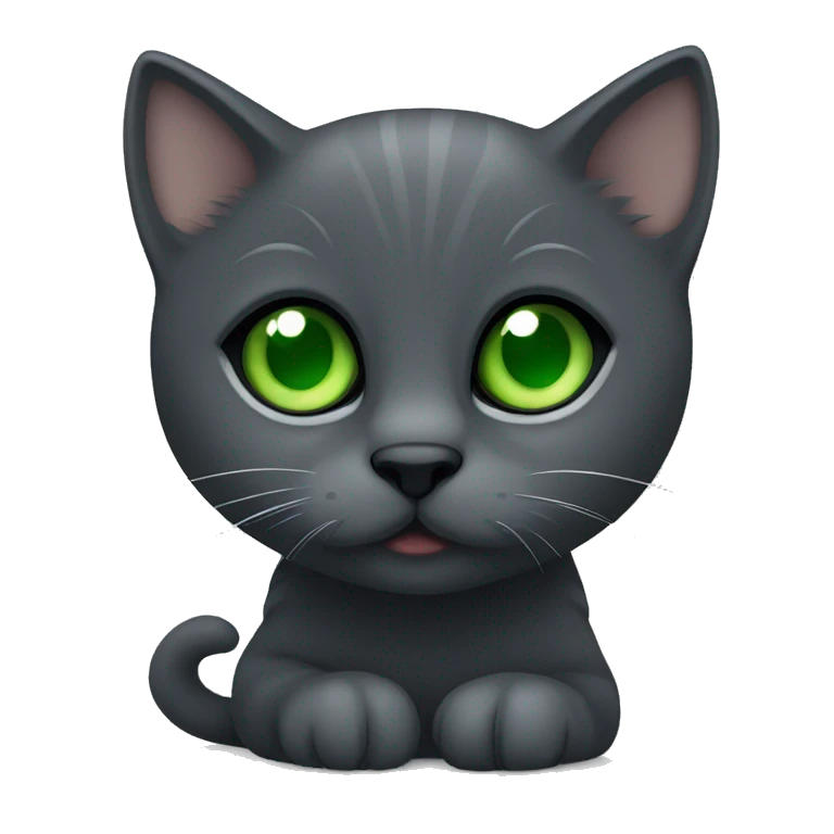 dark grey kitten with green eyes  emoji
