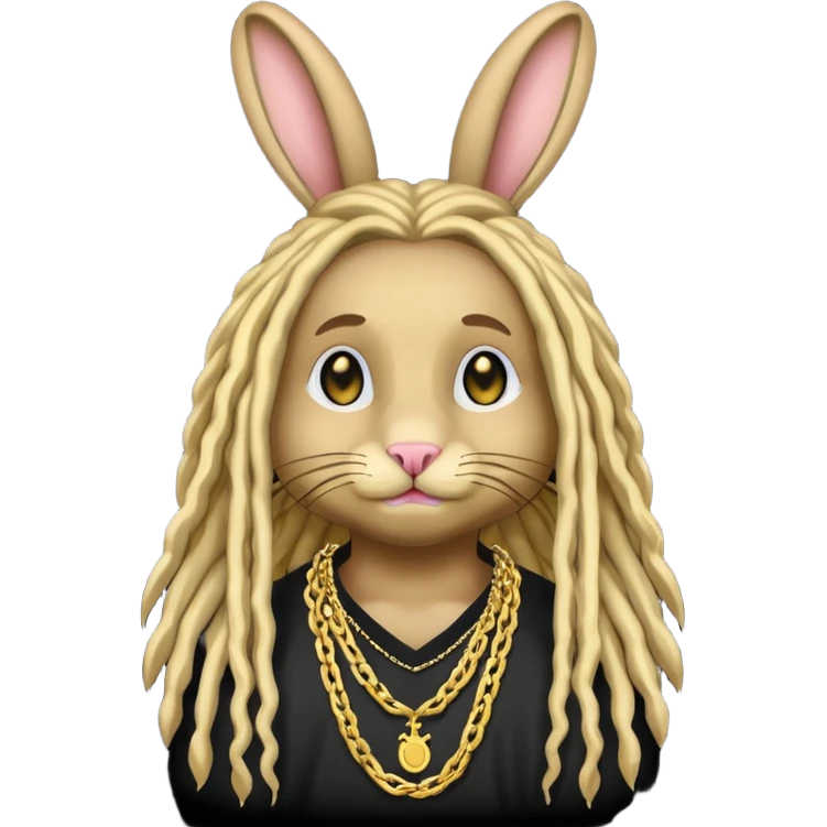 Swag bunny with dreads and rapper chain emoji