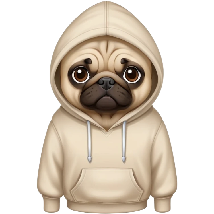 pug dog wearing a hoodie, pug life emoji