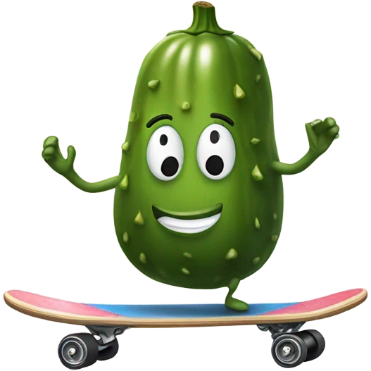 Pickle riding a skateboard  emoji