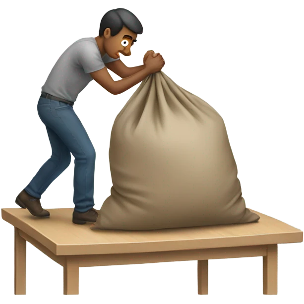 A man putting a heavy sack on a table emoji