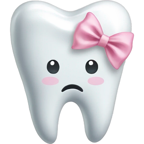 Simple tooth with a light pink bow emoji