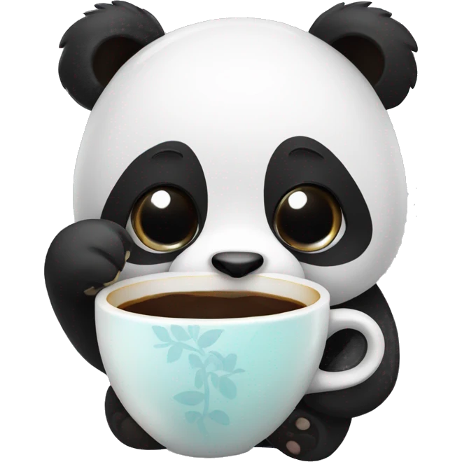 Panda with a cup of coffiee emoji
