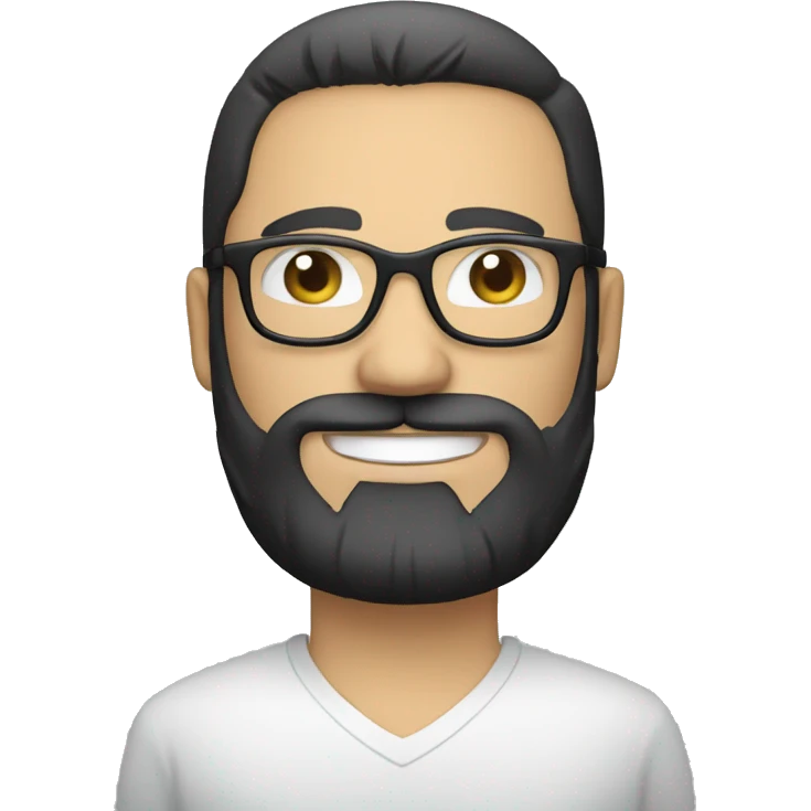 proud caucasian male with black beard and white glasses emoji