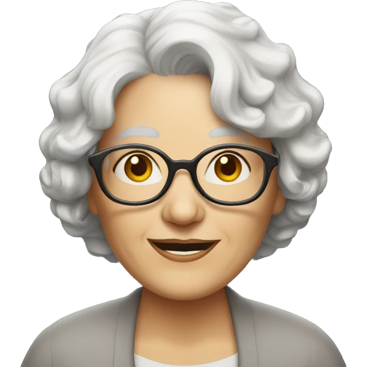 older woman with short wavy white hair and glasses emoji