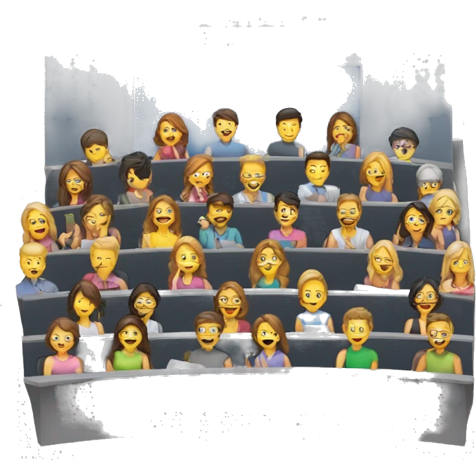 auditorium with lots of people listingen to someone doing a presentation  emoji