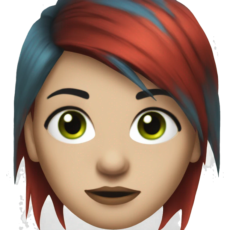 Female punk,red short hair blue green eyes emoji