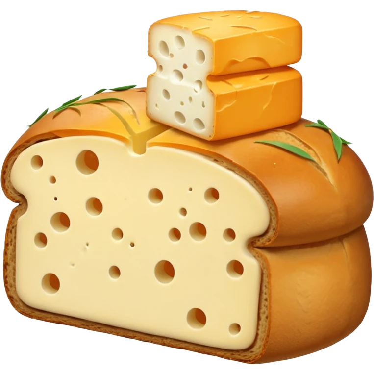 the small and sad bread among the giant cheeses  emoji