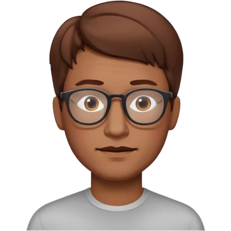 slightly elongated face of a man with red glasses and a big set of brown hair, variation 2 emoji