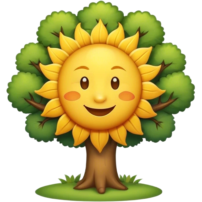 create me a good morning emoji with trees, animals, and a happy sun emoji
