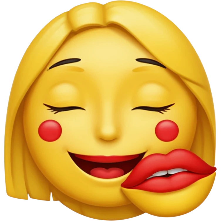 Yellow emoji with it’s eyes closed with big lips emoji