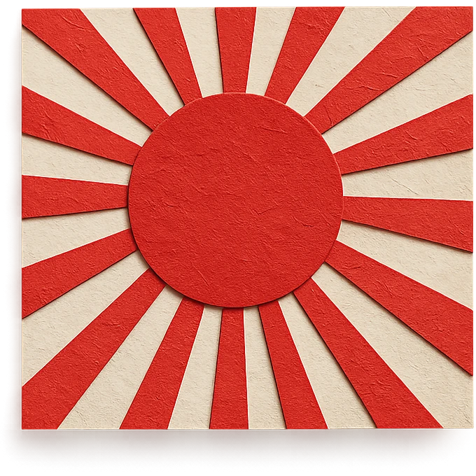 Japanese Empire flag (Rising Sun with rays) paper craft style emoji