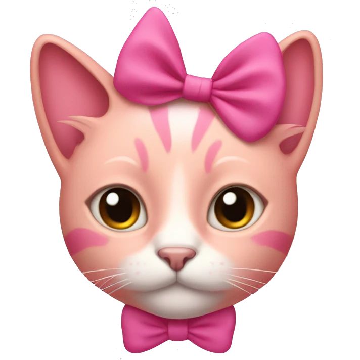 pink cat with bow in hair emoji