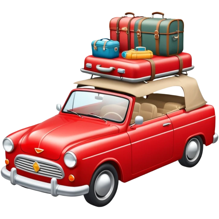 Road trip car packed with luggage and camping gear emoji