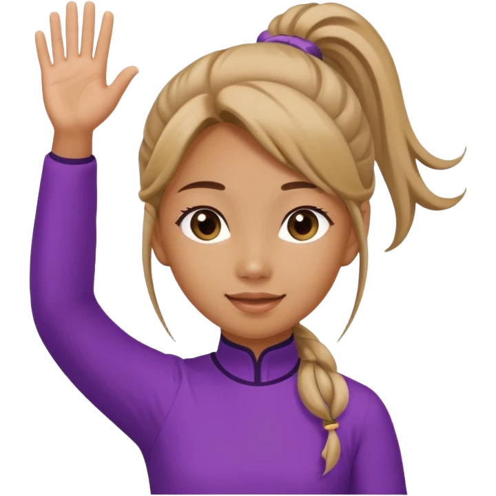 Mini poodle with Asia ponytail hair girl say goodbye emoji