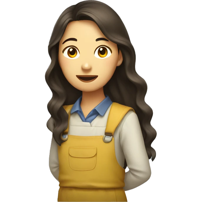 yellow asian female rice picker with long brown wavy hair emoji
