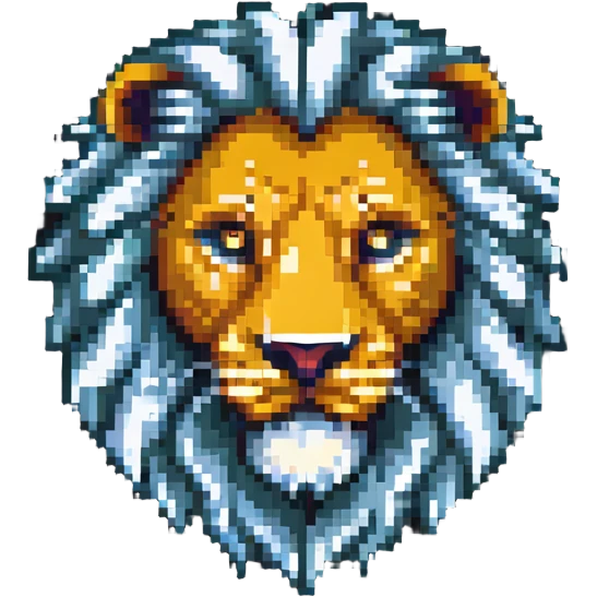 pixel art lion head with detailed mane emoji