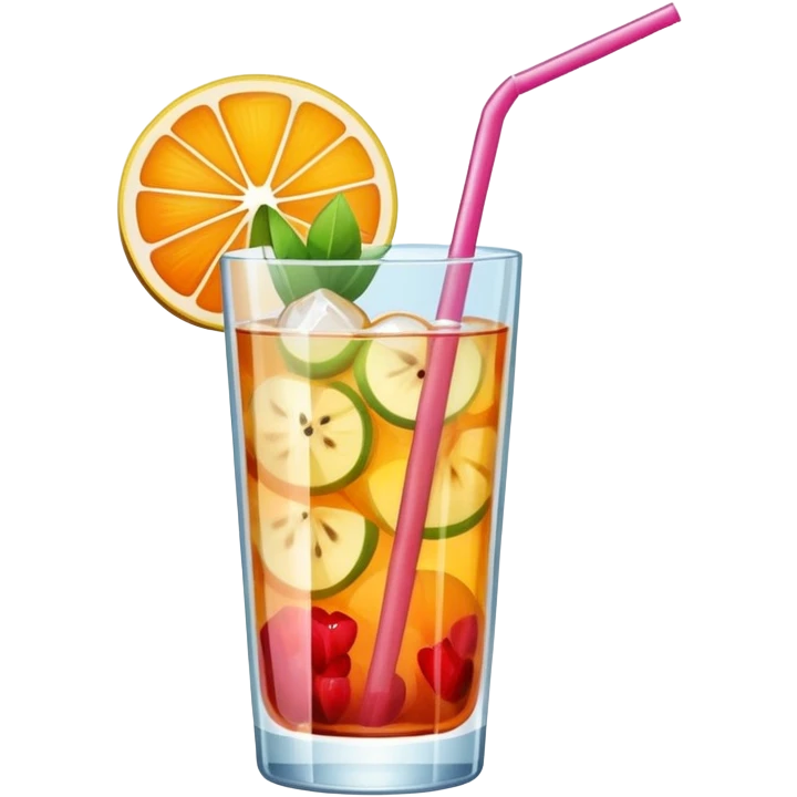 drink with slice of fruit and straw emoji