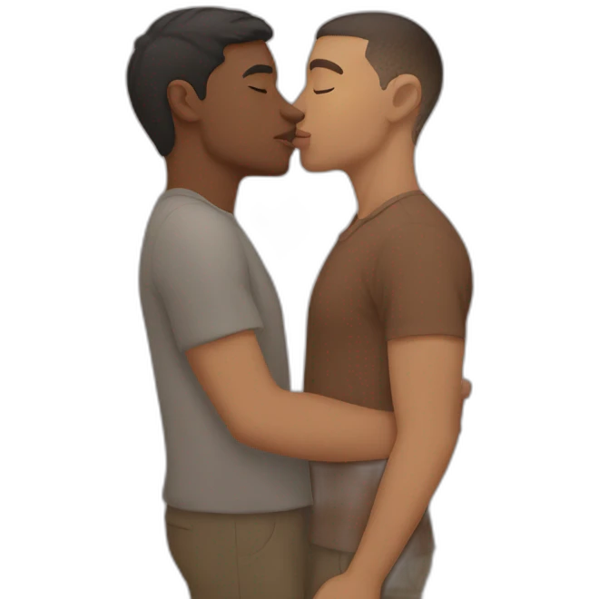 mixed-race men kissing emoji