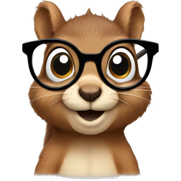 Squirrel with round glasses emoji
