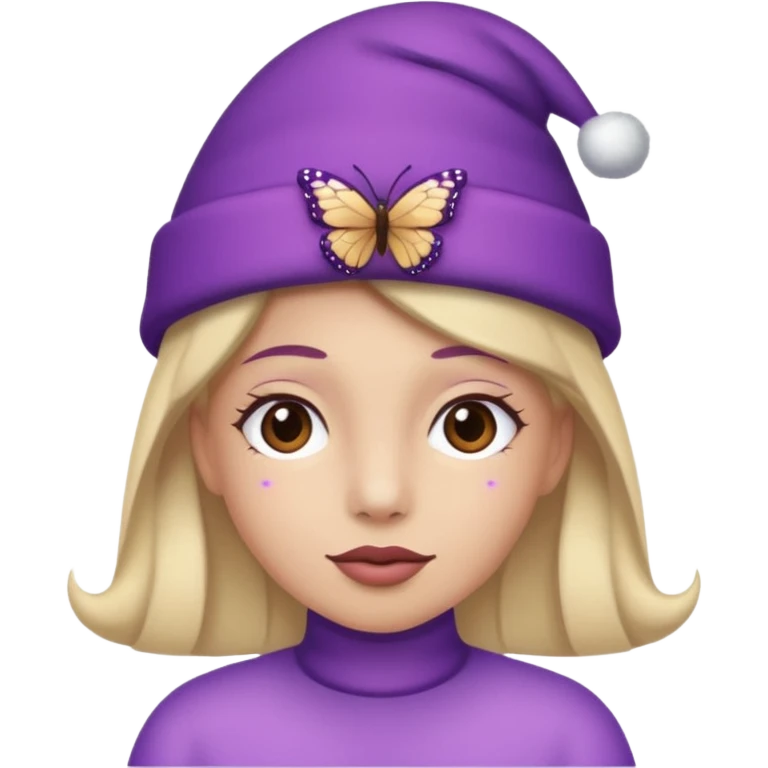 Purple butterfly,Christmas Hat emoji