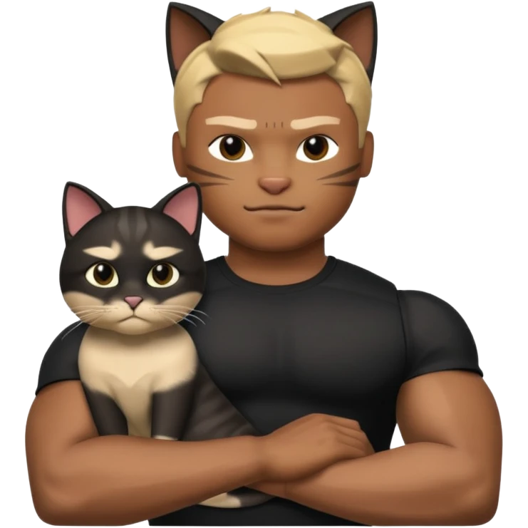 Roblox cat and human whit black musculos shirt emoji