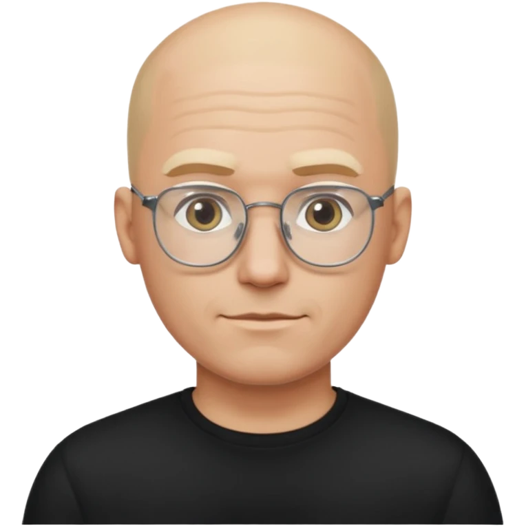 bald blonde man with eyeglasses with black shirt emoji