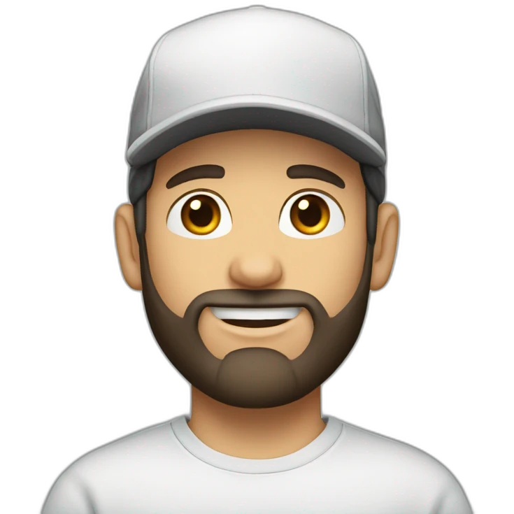 young dark-haired white man with a cap and beard emoji