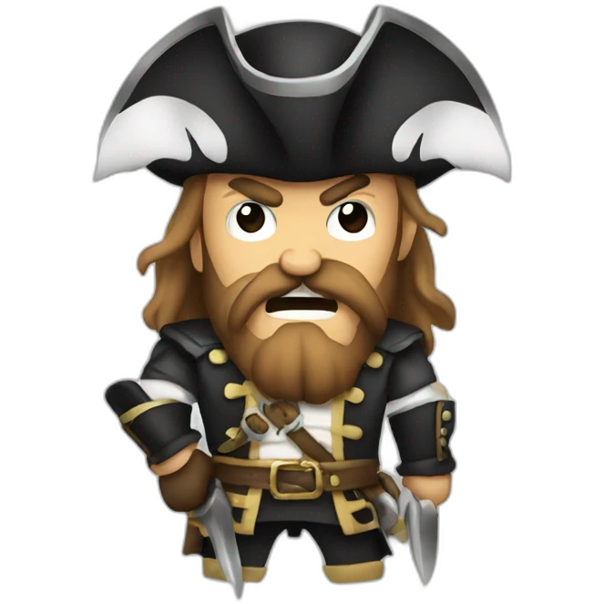 white pirate with angry face emoji