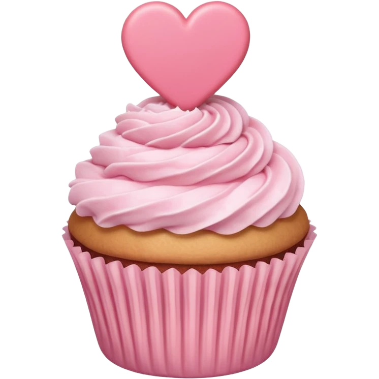 pastel pink cupcake with a heart-shaped topper emoji